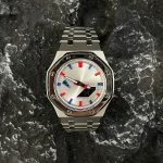 Ga2100 All Silver Stainless Steel Case Red & Blue Marker