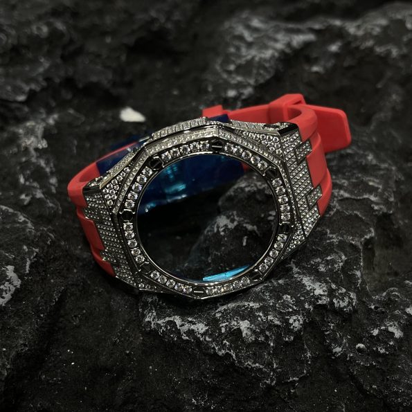 Ga2100 Silver Diamond Case Red Rubber