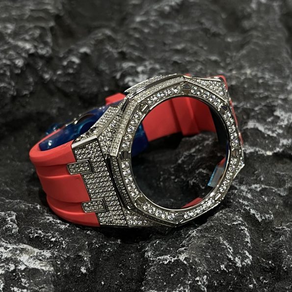 Ga2100 Silver Diamond Case Red Rubber